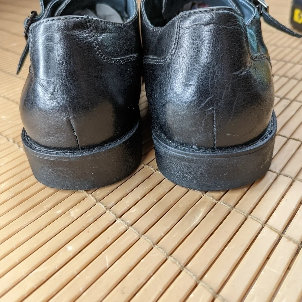 Steve Madden Mens  Black Leather Double Monk Strap Cap toe Oxford Dress Shoes Si